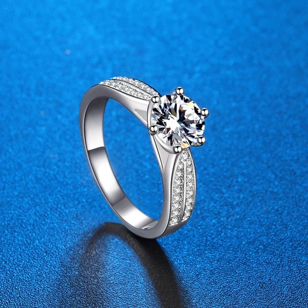 Round Moissanite Diamond Sterling Silver Stud Halo Diamond Earring